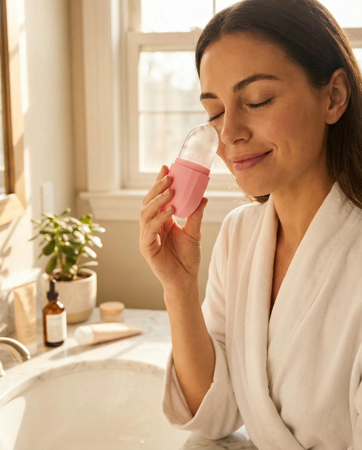 Finishing the ritual with ice roller